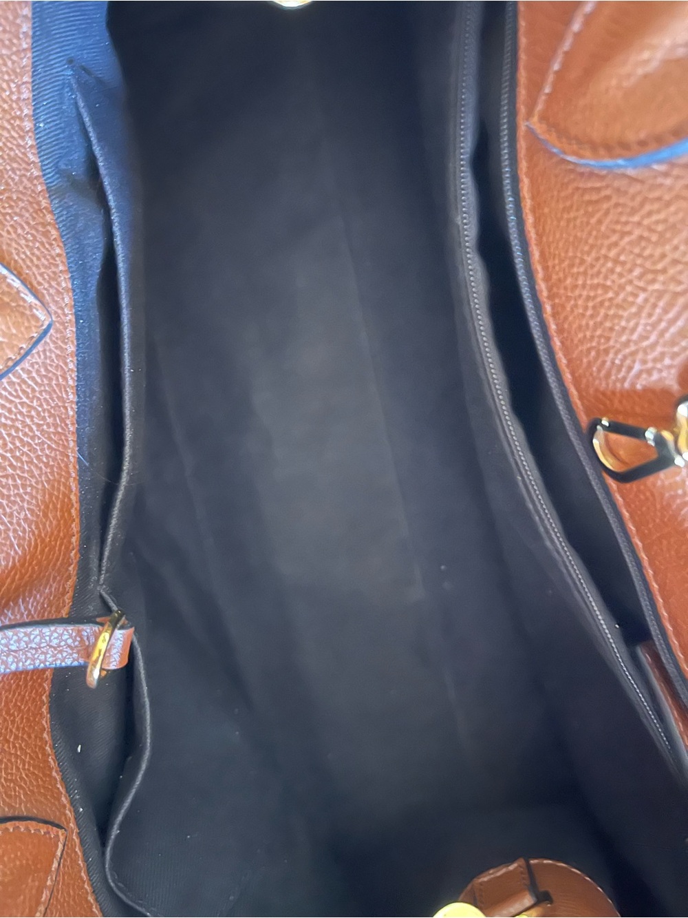 DeMellier Tan-Brown Leather Top-Handle Satchel with Gold Hardware - Picture 9 of 15